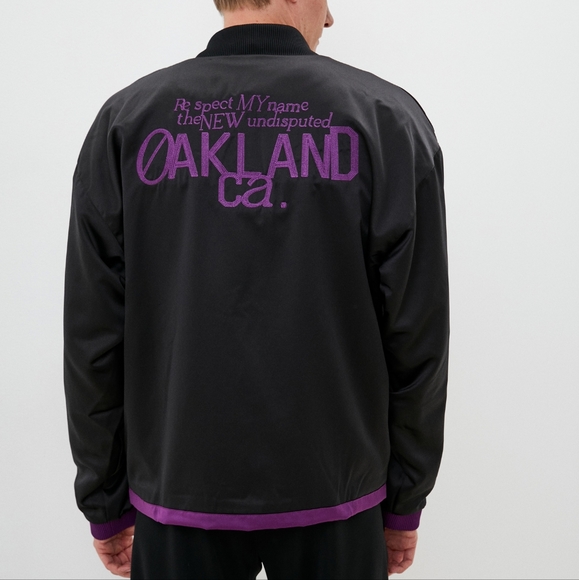 NWT Adidas Black/Purple Dame 8 Innovation Satin Bomber Jacket XL - Picture 1 of 11